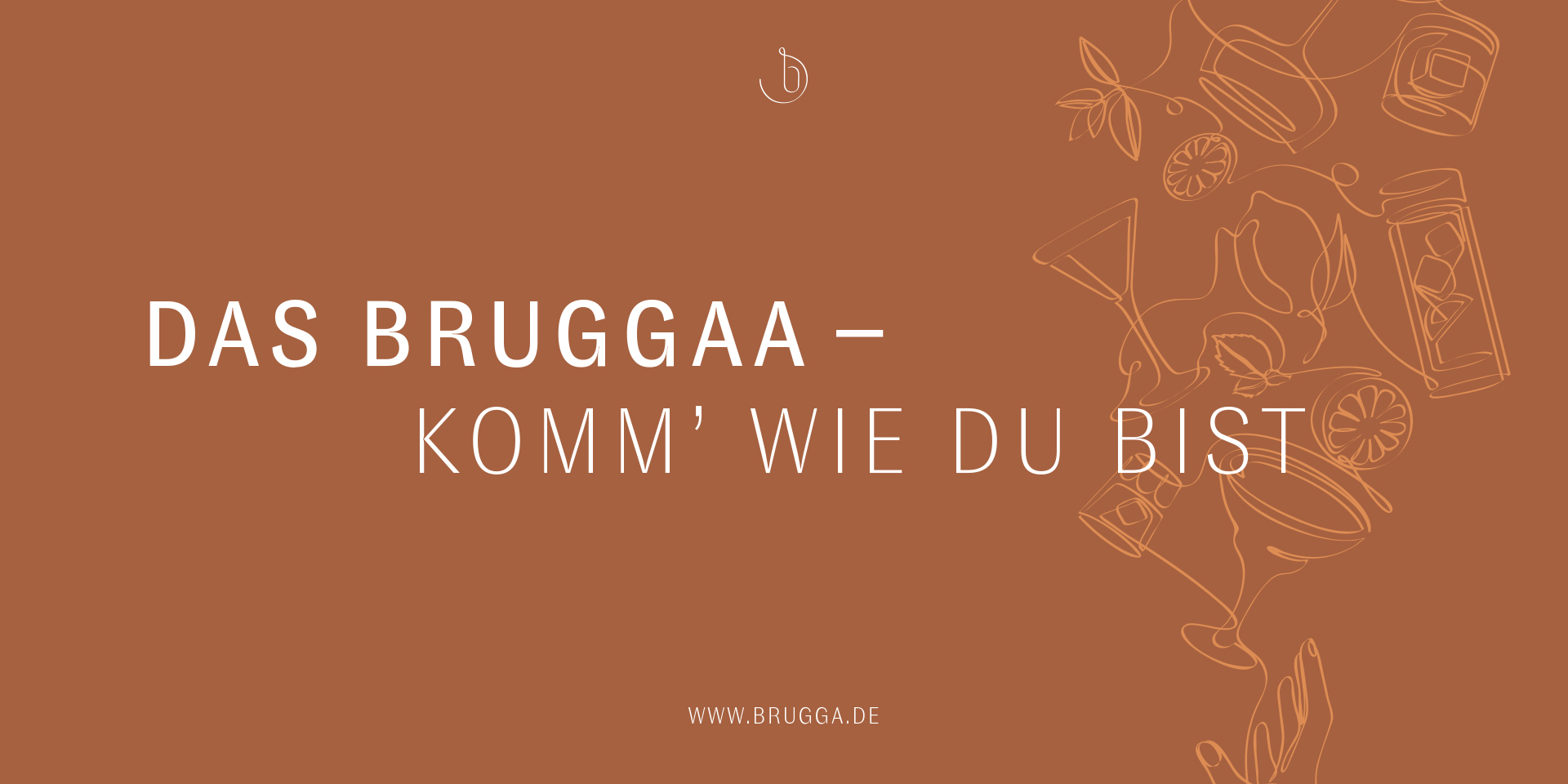 Ad design for bruggaa with continuous line illustration about drinks