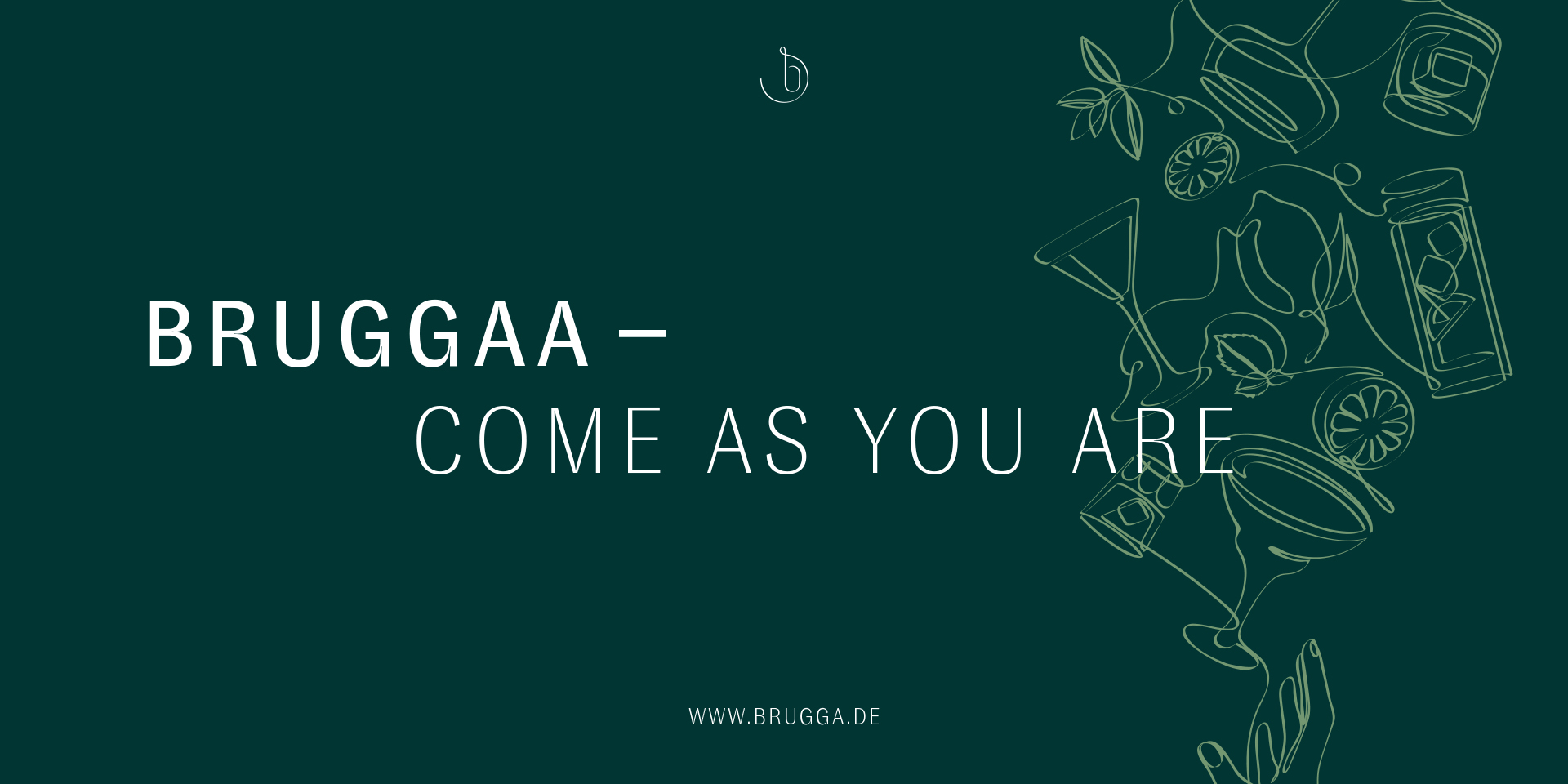 Ad design for bruggaa with continuous line illustration about drinks
