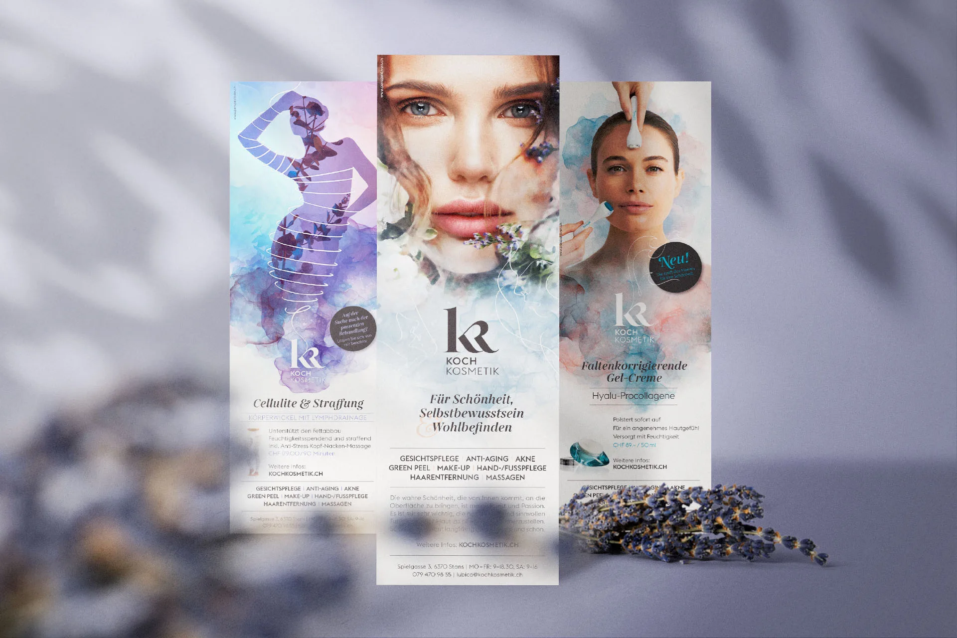 Three different adverts for Koch Kosmetik